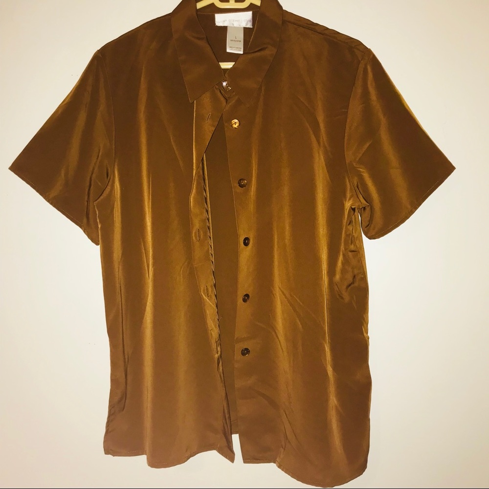 Susan Graver QVC button down summer blouse